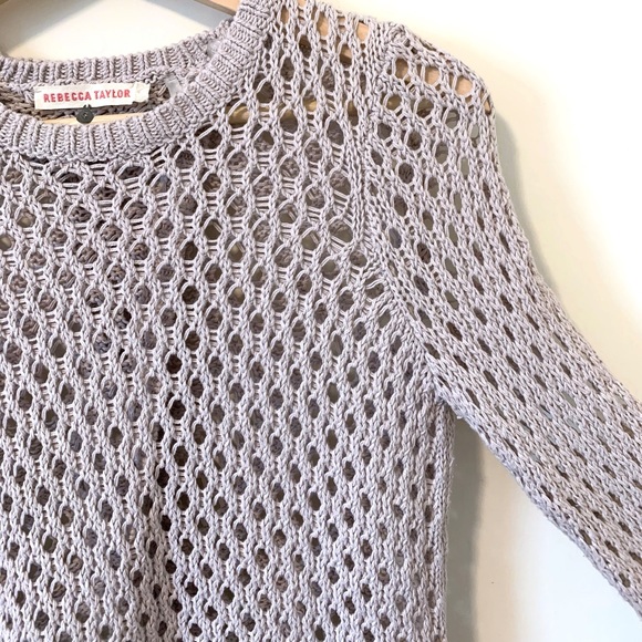 Rebecca Taylor Taupe Open Back Crochet Sweater - Picture 6 of 10